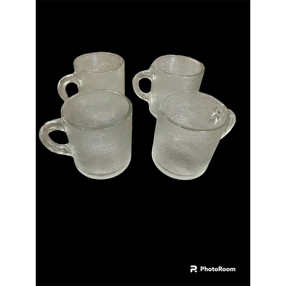 Ice/ Tree Bark Pattern 4 cup set replacement cup set for punch bowl set vinatge